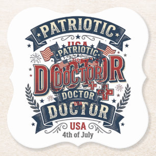 Patriotischer Arzt 4. Juli Vintage-Shirt-Design_ Untersetzer