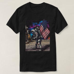 Patriotischer Astronaut mit amerikanischer Flagge T-Shirt