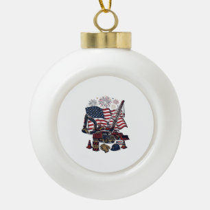 Patriotischer Aufbau USA Vintage Keramik Kugel-Ornament