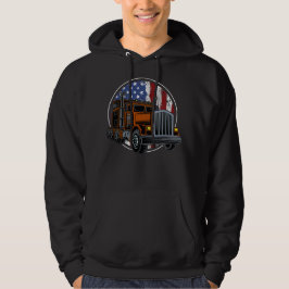 Patriotischer Aufdruck – Brauner LKW & Flagge Hoodie
