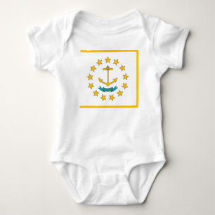 Patriotischer Babybodyanzug mit der Flagge Rhode I Baby Strampler