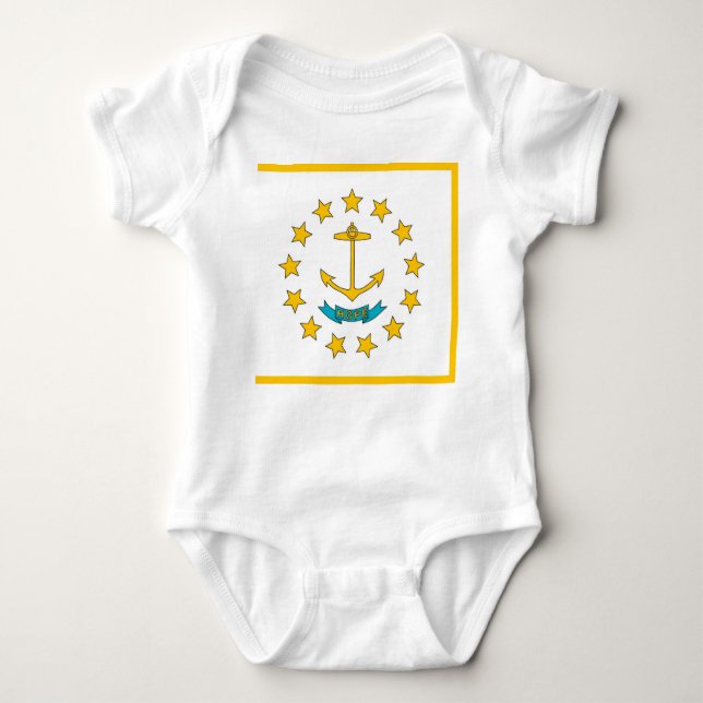 Patriotischer Babybodyanzug mit der Flagge Rhode I Baby Strampler (Vorderseite)