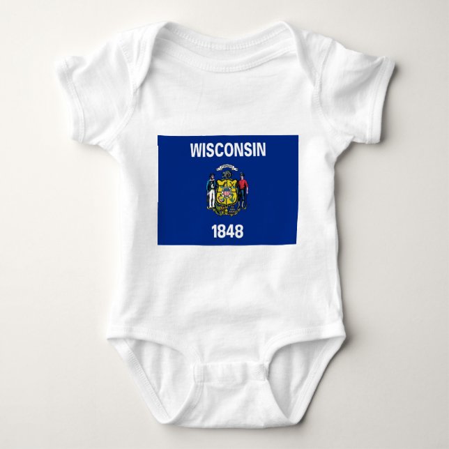 Patriotischer Babybodyanzug mit der Flagge Wiscons Baby Strampler (Vorderseite)