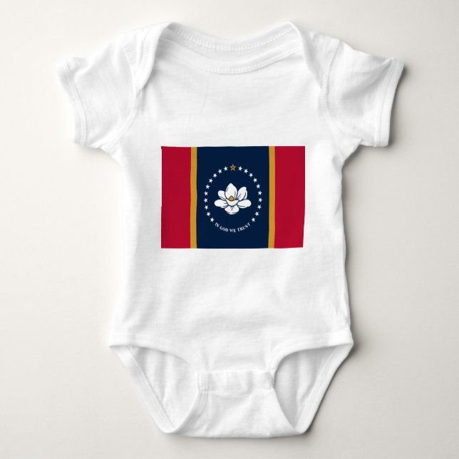 Patriotischer Babybodyanzug mit Fahne von Mississi Baby Strampler (Vorderseite)
