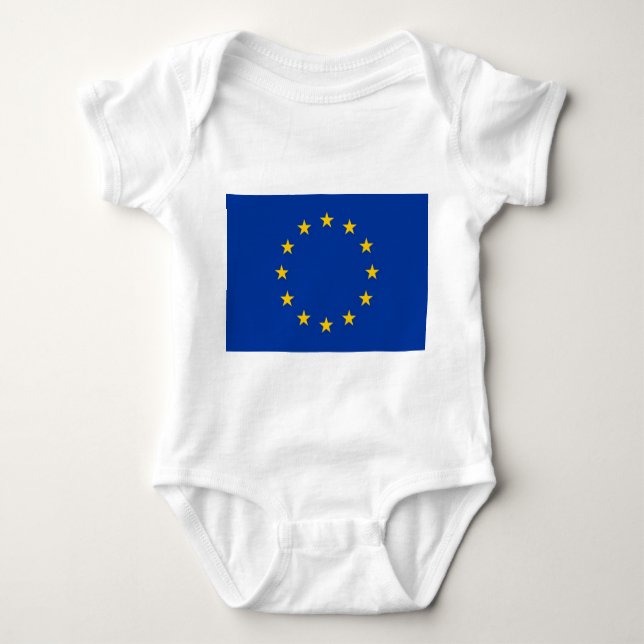 Patriotischer Babybodyanzug mit Flagge Europa Baby Strampler (Vorderseite)