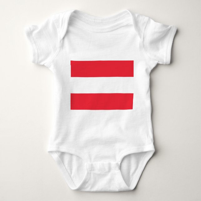 Patriotischer Babybodyanzug mit Flagge Österreich Baby Strampler (Vorderseite)