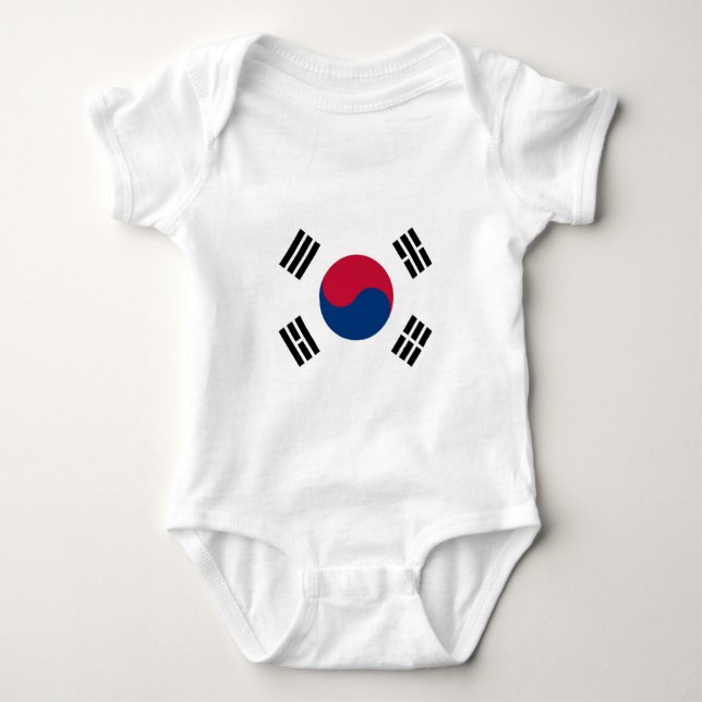 Patriotischer Babybodyanzug mit Flagge Südkorea Baby Strampler (Vorderseite)