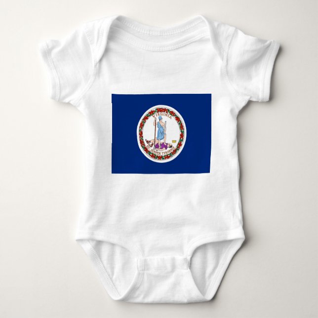 Patriotischer Babybodysuit mit Flagge Virginia, US Baby Strampler (Vorderseite)