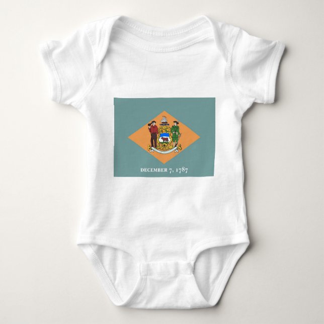 Patriotischer Babybodysuit mit Flagge von Delaware Baby Strampler (Vorderseite)