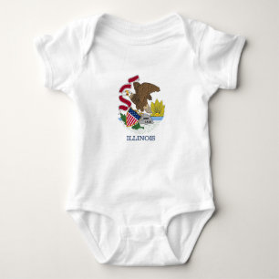 Patriotischer Babybodysuit mit Flagge von Illinois Baby Strampler