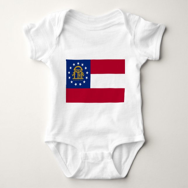 Patriotischer Babybodysuit mit georgischer Flagge Baby Strampler (Vorderseite)
