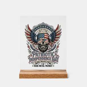Patriotischer Bandana Rocker Old Glory Musik Rock Acrylschild