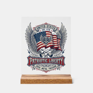 Patriotischer Bandana Rocker Old Glory Musik Rock Acrylschild