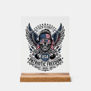 Patriotischer Bandana Rocker Old Glory Musik Rock  Acrylschild
