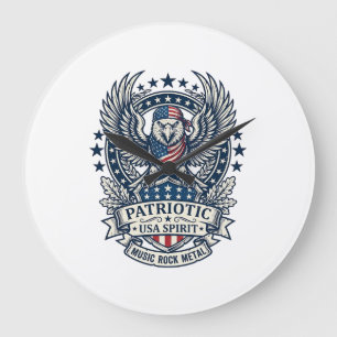 Patriotischer Bandana Rocker Old Glory Musik Rock  Große Wanduhr
