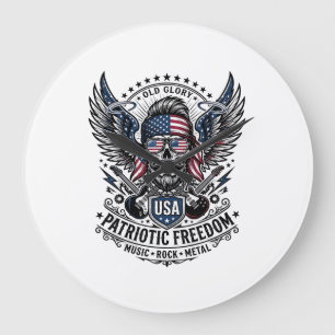 Patriotischer Bandana-Rocker Old Glory Musik Rock Große Wanduhr