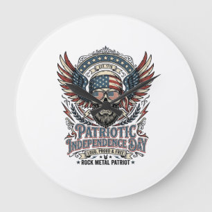 Patriotischer Bandana Rocker Old Glory Musik Rock  Große Wanduhr