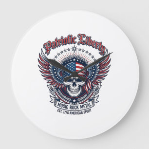 Patriotischer Bandana Rocker Old Glory Musik Rock  Große Wanduhr