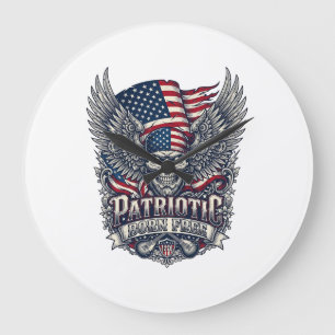 Patriotischer Bandana Rocker Old Glory Musik Rock  Große Wanduhr