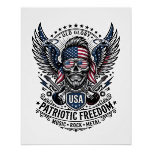 Patriotischer Bandana Rocker Old Glory Musik Rock  Poster