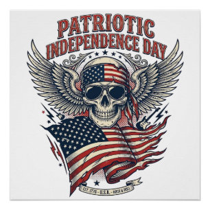 Patriotischer Bandana Rocker Old Glory Musik Rock Poster