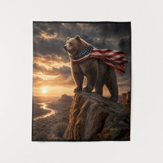 Patriotischer Bär Amerikanische Flagge Cape Canyon Wandteppich
