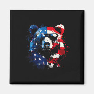 Patriotischer Bär Amerikanische Flagge Grizzlybär Magnet