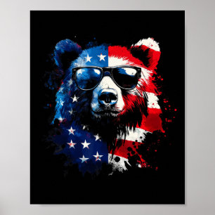 Patriotischer Bär Amerikanische Flagge Grizzlybär Poster