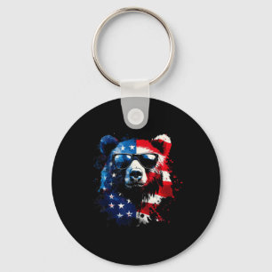 Patriotischer Bär Amerikanische Flagge Grizzlybär Schlüsselanhänger