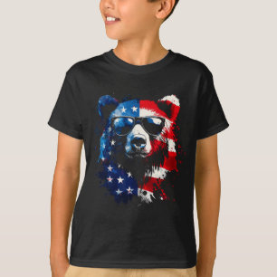 Patriotischer Bär Amerikanische Flagge Grizzlybär T-Shirt