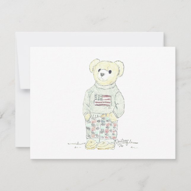 Patriotischer Bär Feiertagskarte (Vorderseite)
