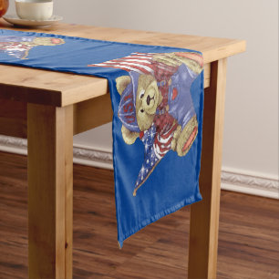 Patriotischer Bär Kurzer Tischläufer