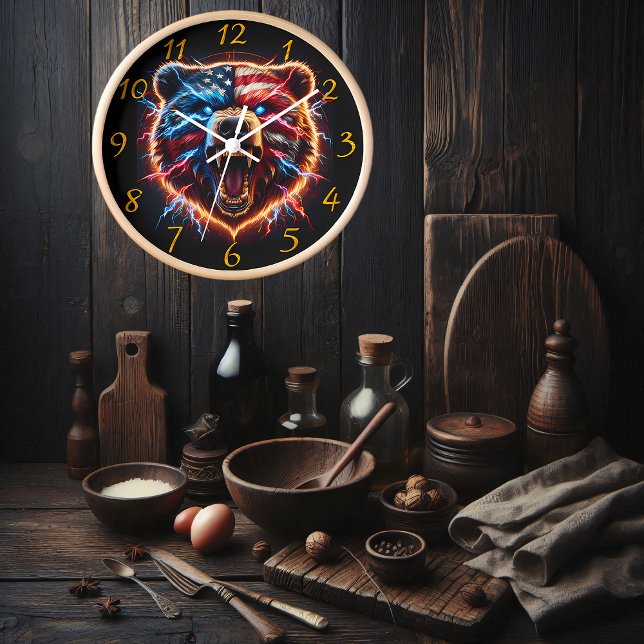 Patriotischer Bär: Rot, Weiß und Rost Uhr (Von Creator hochgeladen)