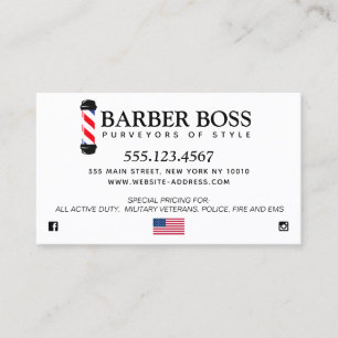Patriotischer Barbershop-Pole mit amerikanischer F Visitenkarte