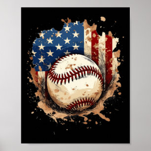 Patriotischer Baseball 4. Juli Männer USA Amerikan Poster