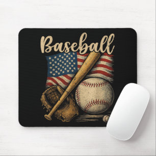 Patriotischer Baseball-Amerikanische-Flagge Vintag Mousepad