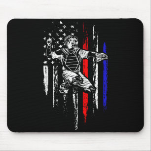 Patriotischer Baseball Catcher Amerikanische Flagg Mousepad