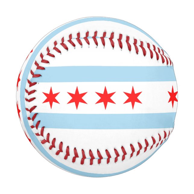 Patriotischer Baseball mit Flagge Chicagos, USA (Vorderseite Links)