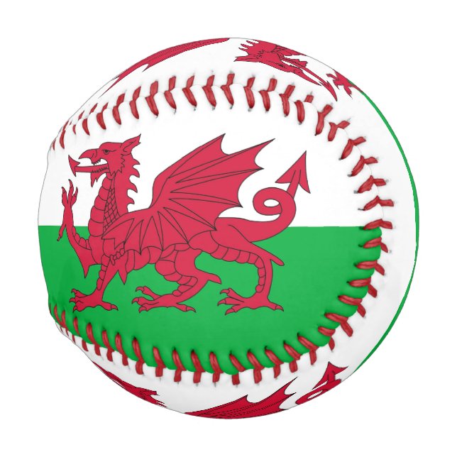 Patriotischer Baseball mit Wales-Flagge (Vorne Rechts)
