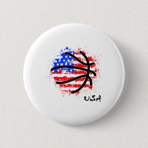 Patriotischer Basketball 4. Juli Männer USA Amerik Button