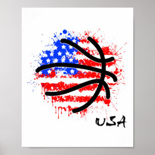 Patriotischer Basketball 4. Juli Männer USA Amerik Poster