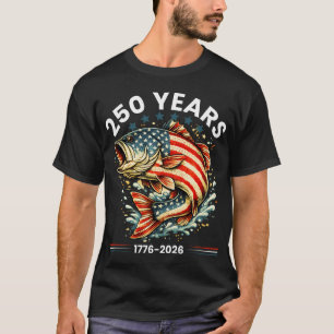Patriotischer Bassangeln 250 Jahre USA-Flagge Vint T-Shirt