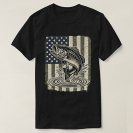 Patriotischer Bassangeln USA-Flagge  T-Shirt
