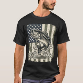 Patriotischer Bassangeln USA-Flagge  T-Shirt