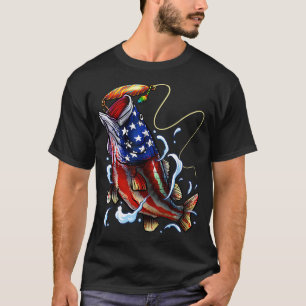 Patriotischer Bassangler Amerikanische Flagge Fisc T-Shirt