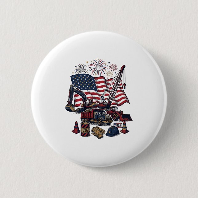 Patriotischer Bau USA Vintage Button (Vorderseite)
