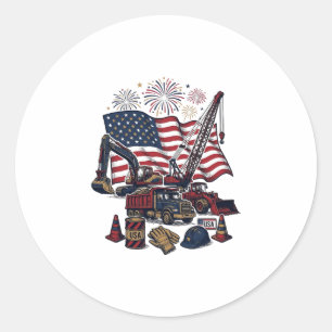 Patriotischer Bau USA Vintage Runder Aufkleber