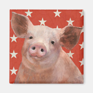 Patriotischer Bauernhof - Schwein Magnet