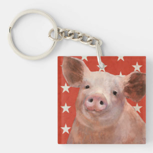 Patriotischer Bauernhof - Schwein Schlüsselanhänger