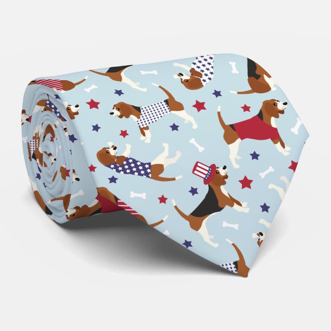Patriotischer Beagle Dog Pattern Krawatte (Gerollt)